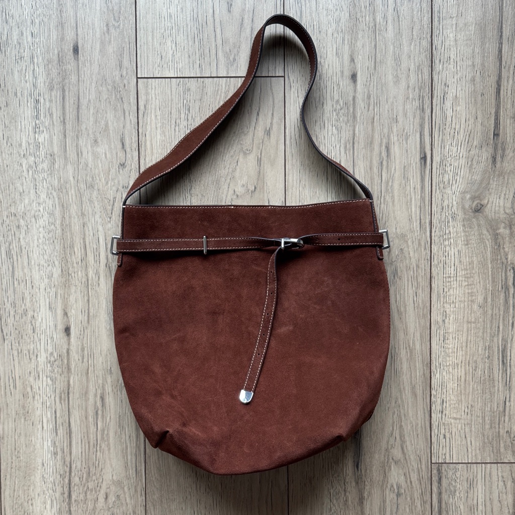 Madewell The Essential Belted Bucket Tote Soft Mahogany Brown Cow Leather Nwt